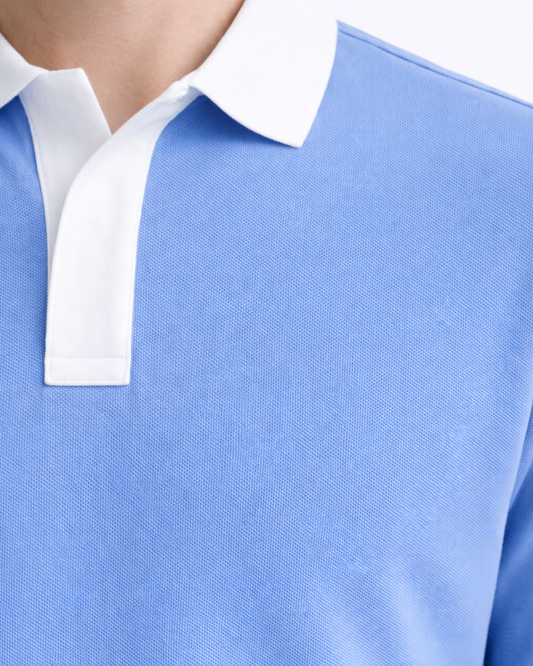 Blue V-Neck Polo T-Shirt