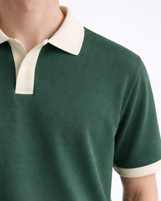 Green V-Neck Polo T-Shirt