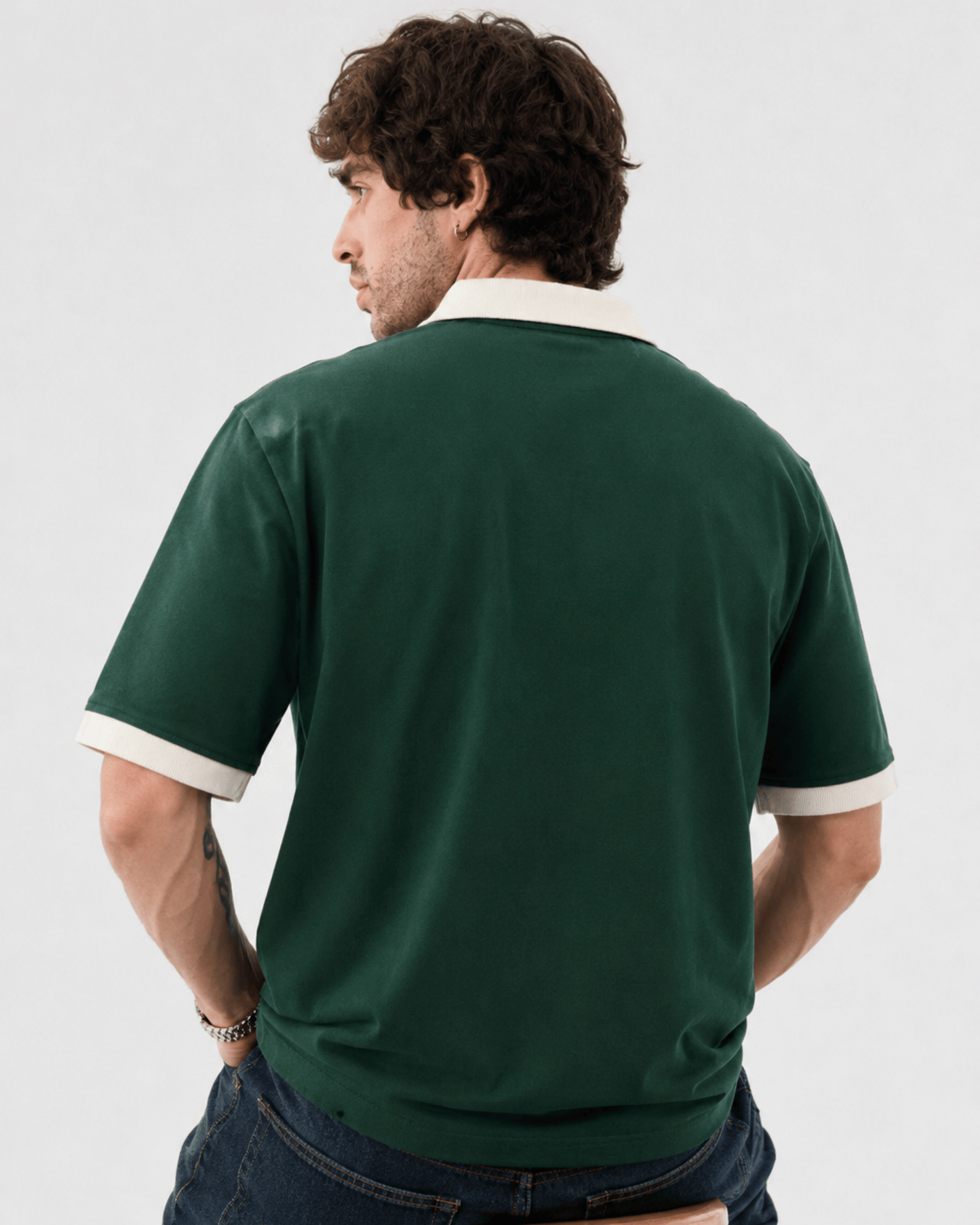 GREEN V-NECK POLO