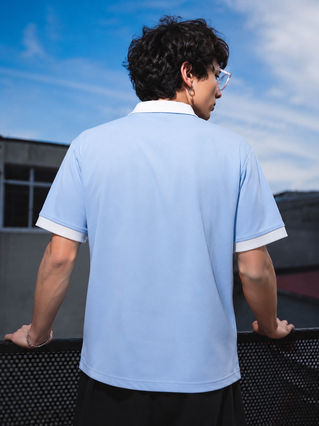 BLUE V-NECK POLO