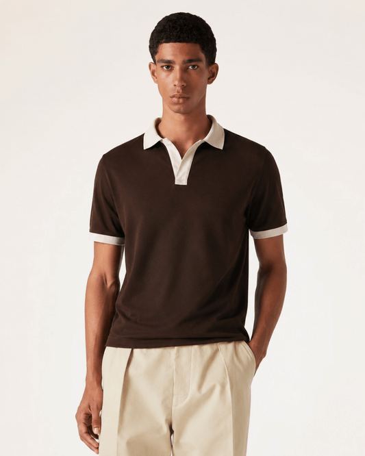 BROWN V-NECK POLO