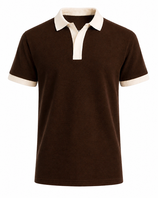 BROWN V-NECK POLO