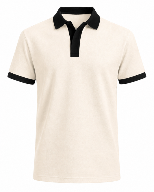 HALF WHITE V-NECK POLO