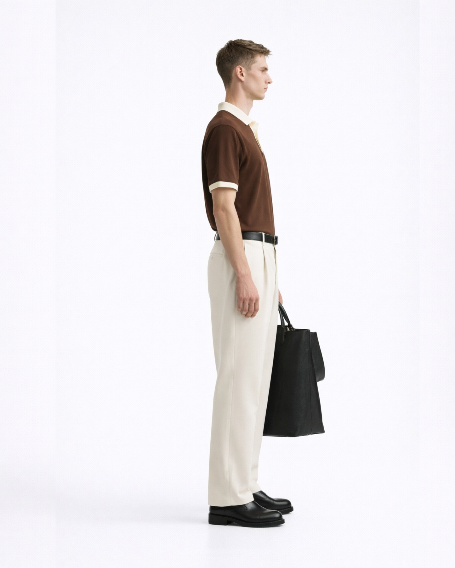 Brown V-Neck Polo T-Shirt