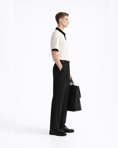 Cream V-Neck Polo T-Shirt