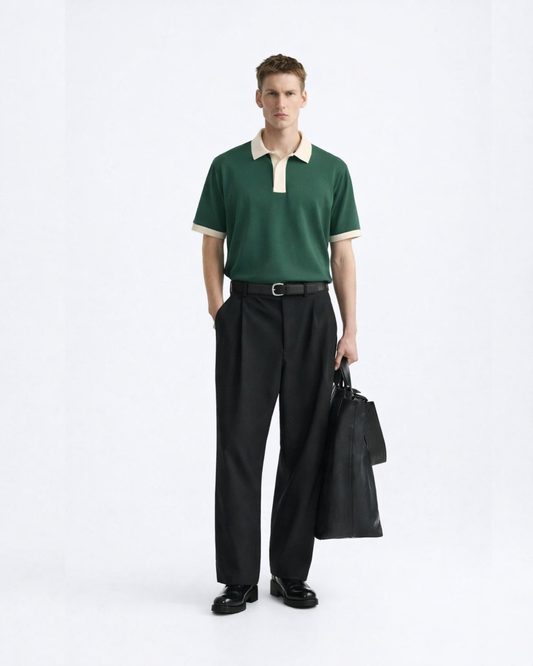 Green V-Neck Polo T-Shirt