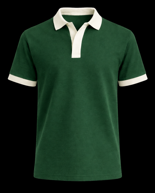 GREEN V-NECK POLO