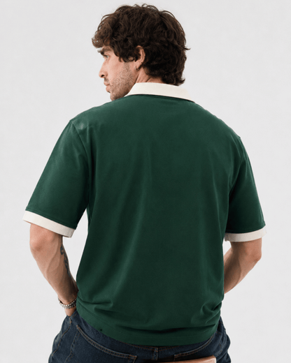GREEN V-NECK POLO
