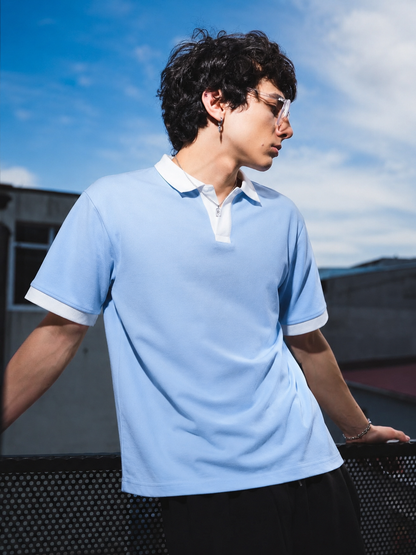 BLUE V-NECK POLO