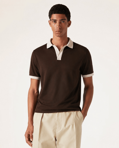 BROWN V-NECK POLO