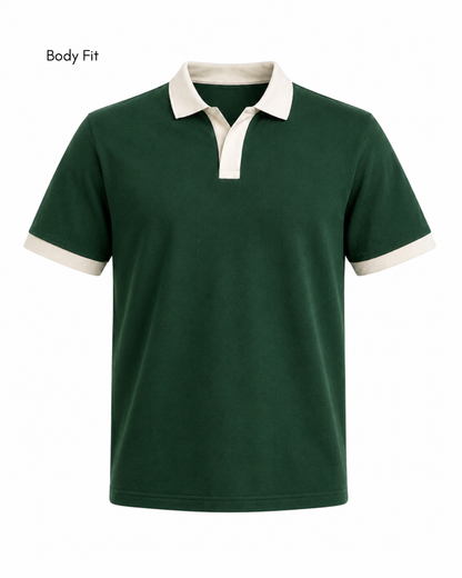 GREEN V-NECK POLO