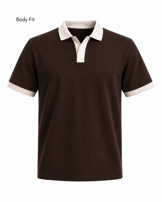 BROWN V-NECK POLO